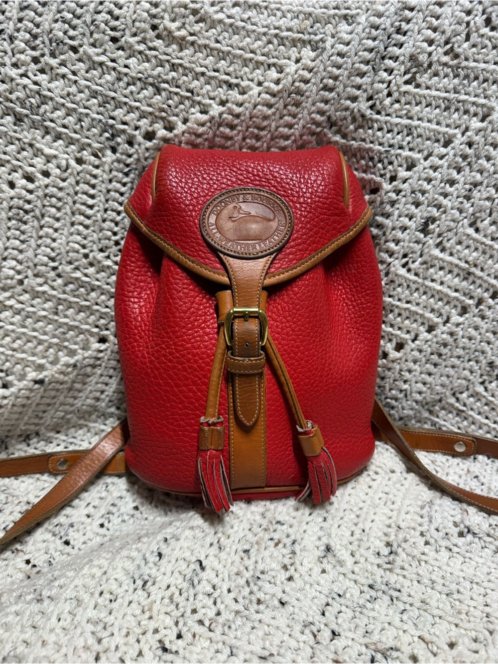 Vintage Dooney & Bourke Red Tassel Backpack